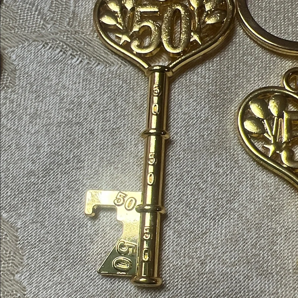 Gold 50th Anniversary Key Bottle Openers